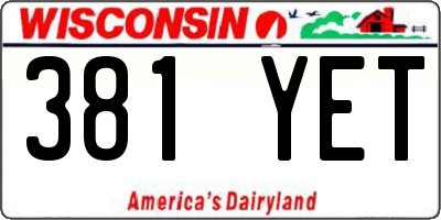 WI license plate 381YET