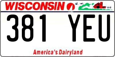 WI license plate 381YEU