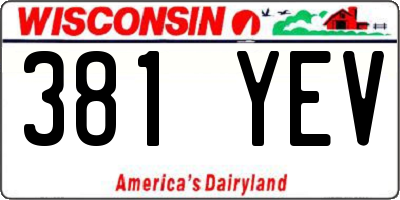 WI license plate 381YEV