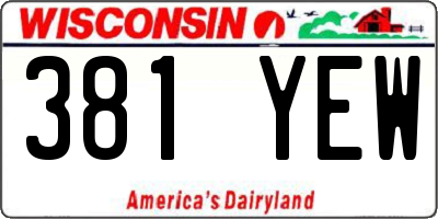 WI license plate 381YEW