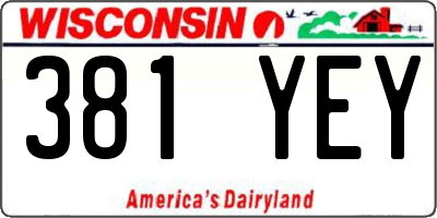 WI license plate 381YEY