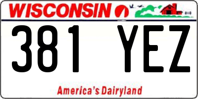 WI license plate 381YEZ