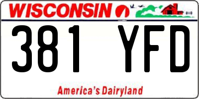 WI license plate 381YFD