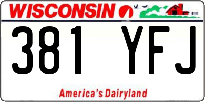 WI license plate 381YFJ