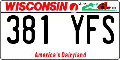 WI license plate 381YFS