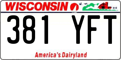 WI license plate 381YFT