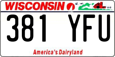 WI license plate 381YFU