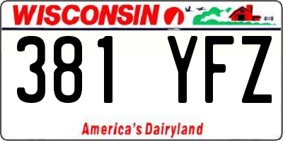 WI license plate 381YFZ