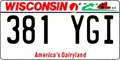 WI license plate 381YGI