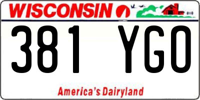 WI license plate 381YGO