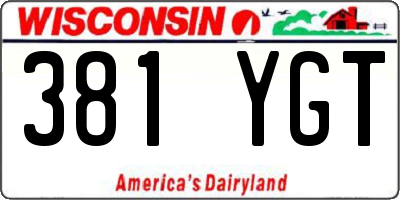 WI license plate 381YGT