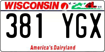 WI license plate 381YGX