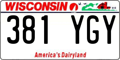 WI license plate 381YGY