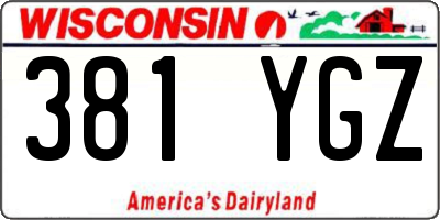 WI license plate 381YGZ