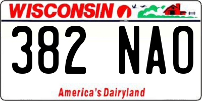 WI license plate 382NAO