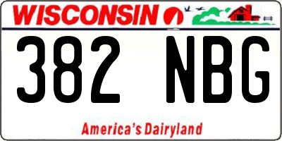 WI license plate 382NBG