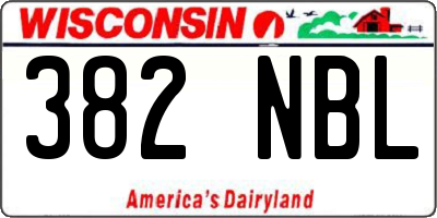 WI license plate 382NBL