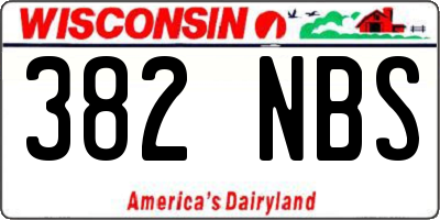 WI license plate 382NBS