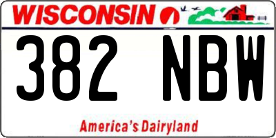 WI license plate 382NBW