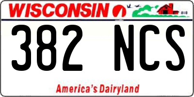 WI license plate 382NCS