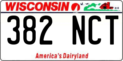 WI license plate 382NCT