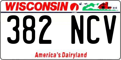 WI license plate 382NCV