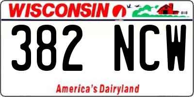 WI license plate 382NCW