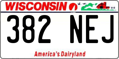 WI license plate 382NEJ