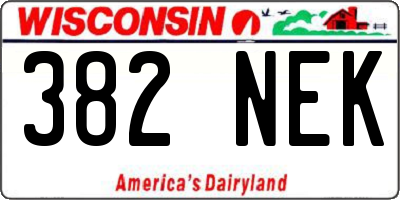 WI license plate 382NEK