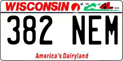 WI license plate 382NEM