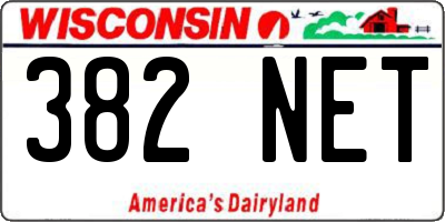 WI license plate 382NET