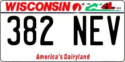 WI license plate 382NEV
