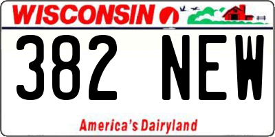 WI license plate 382NEW