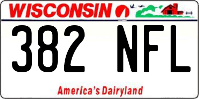 WI license plate 382NFL