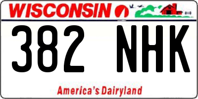 WI license plate 382NHK