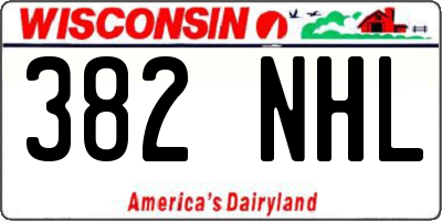 WI license plate 382NHL