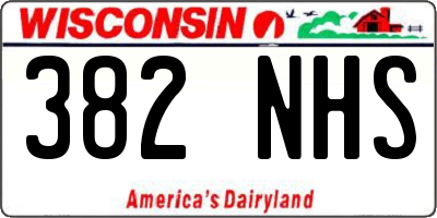 WI license plate 382NHS