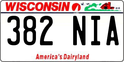 WI license plate 382NIA
