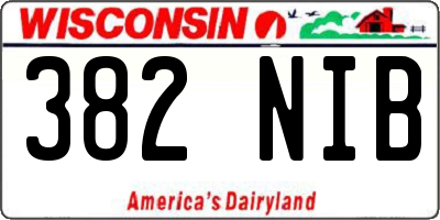 WI license plate 382NIB