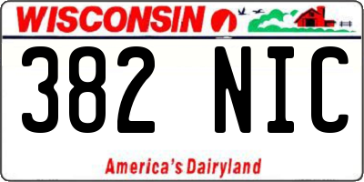 WI license plate 382NIC