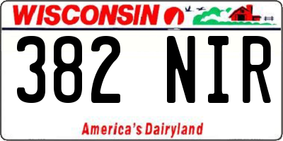 WI license plate 382NIR