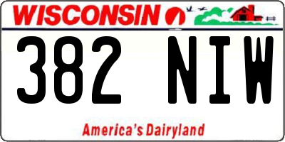 WI license plate 382NIW