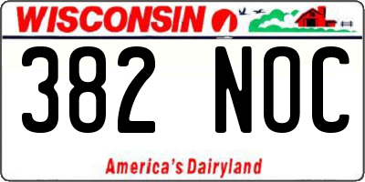 WI license plate 382NOC