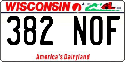 WI license plate 382NOF