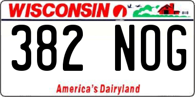WI license plate 382NOG