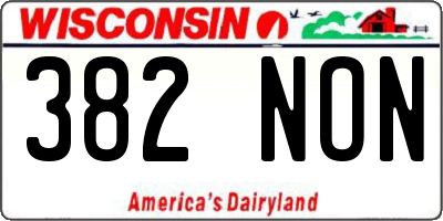 WI license plate 382NON