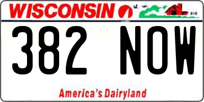 WI license plate 382NOW
