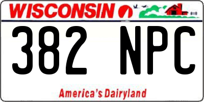 WI license plate 382NPC