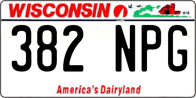 WI license plate 382NPG