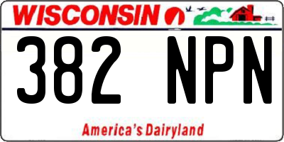 WI license plate 382NPN